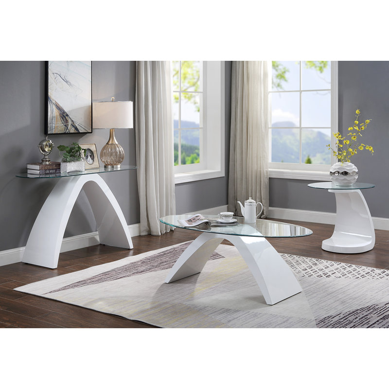 Hilry 47'' Glass Top Console Table, White