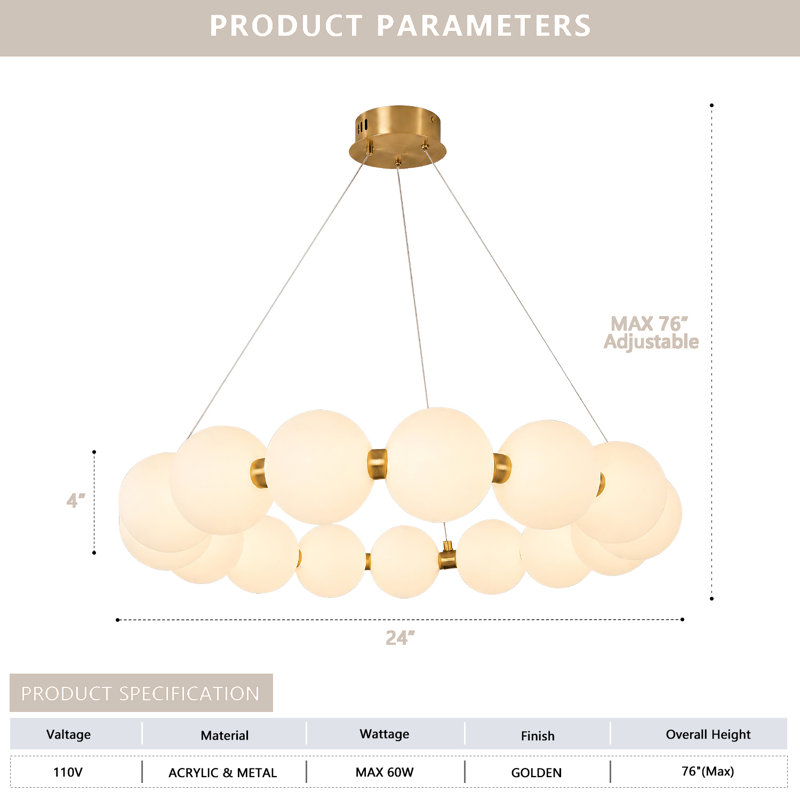 Modern Globe Bubble Chandelier With Acrylic Shades