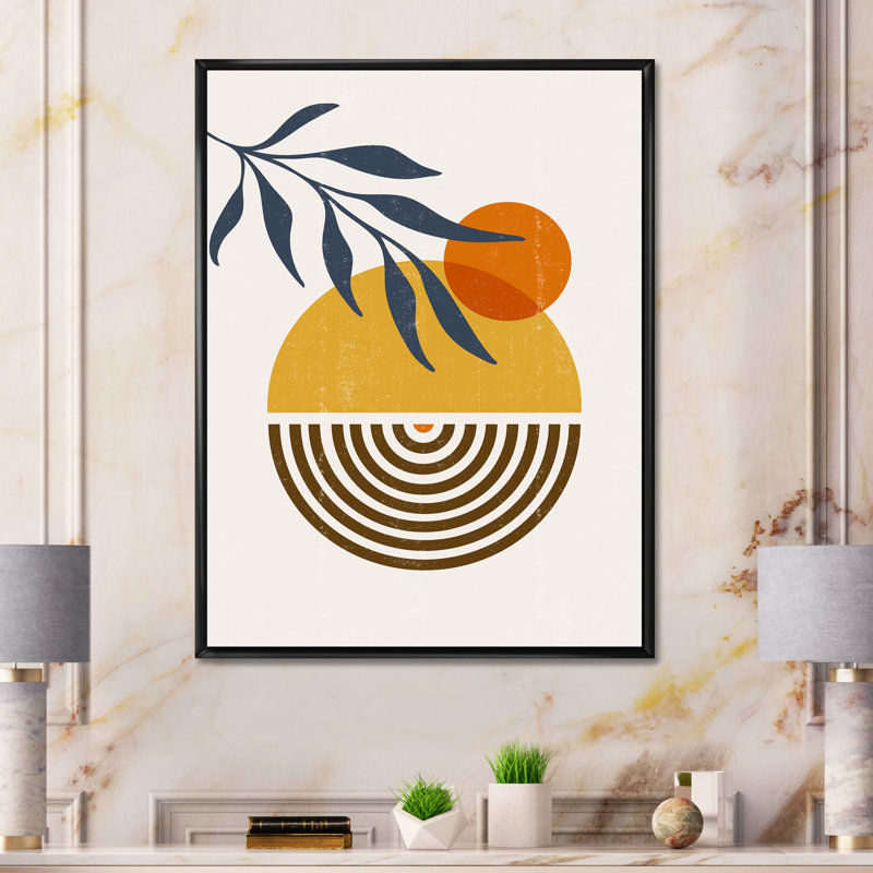 Botanical Minimalist Leaf with Abstract Shapes IV - Photographie à cadre flottant sur toile, H 32 po x l 16 po x P 1 po