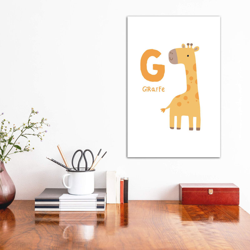 Animal Alphabet G - impression d'art graphique, H 40 po x l 26 po x P 1,5 po, Toile tendue, Pas de tapis