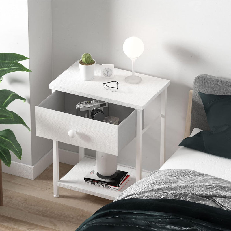 Table de chevet en métal Jovianne, Blanc