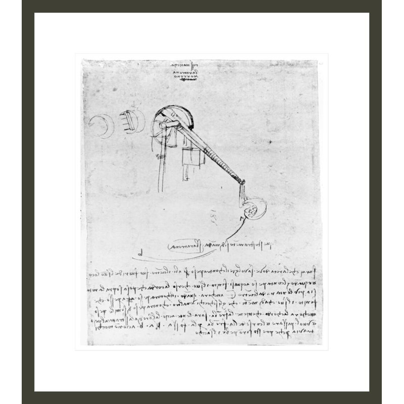 Détail de la suite. «16v from the Codex Atlanticus» par Leonardo Da Vinci, impression giclée sur cadre