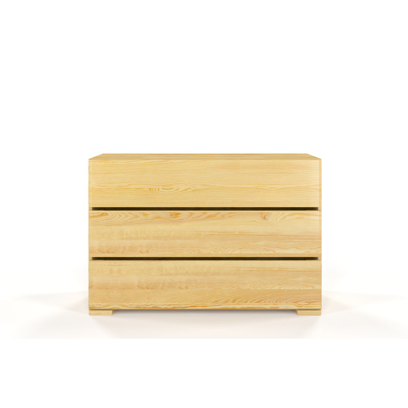 Marchell Solid Wood 120cm W 3 - Drawer Chest of Drawers, Natural
