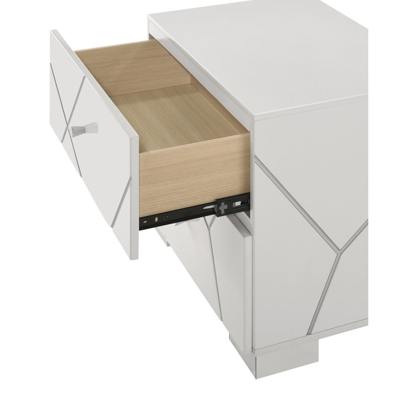 Table de chevet en bois à 1 tiroir à accents géométriques audacieux 1Pc