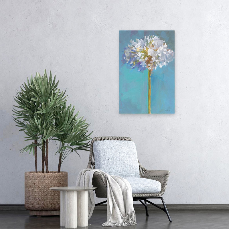 Art floral turquoise et bleu moderne III, H 24 po x l 16 po