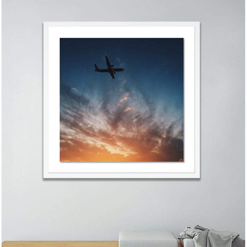 Sunset Plane Print by Vitaliy Paykov, White