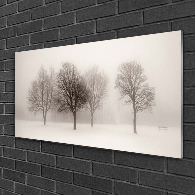 Snow Trees Landscape - No Frame Print on Glass