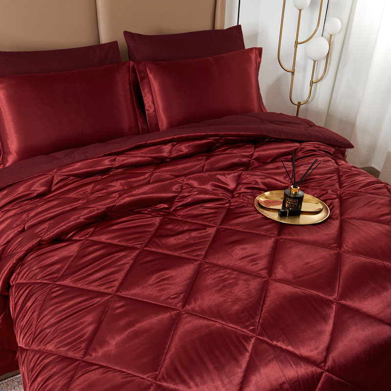 Channel Comforter, Burgundy, California King Comforter + 8 Additional Pieces