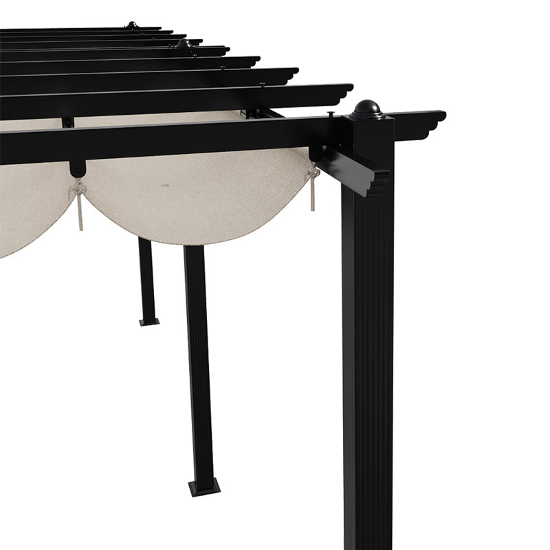 10x20ft Aluminium Pergola with Retractable Roof, 228cm H x 600cm W x 300cm D, Grey