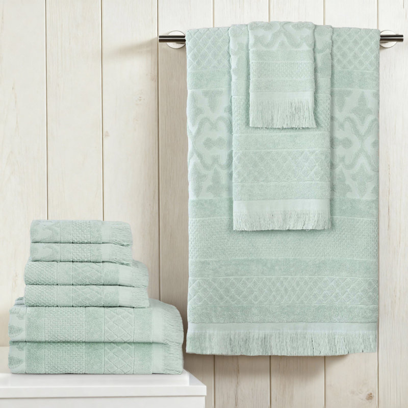 Ensemble de serviettes de bain 8 pièces Blue Nile Mills, Sauge, Ensemble de serviettes 8 pièces