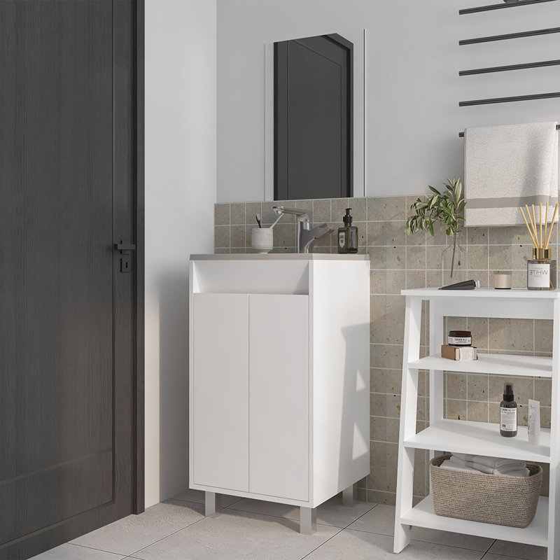 Armoire de salle de bain avec 2 portes, Blanc