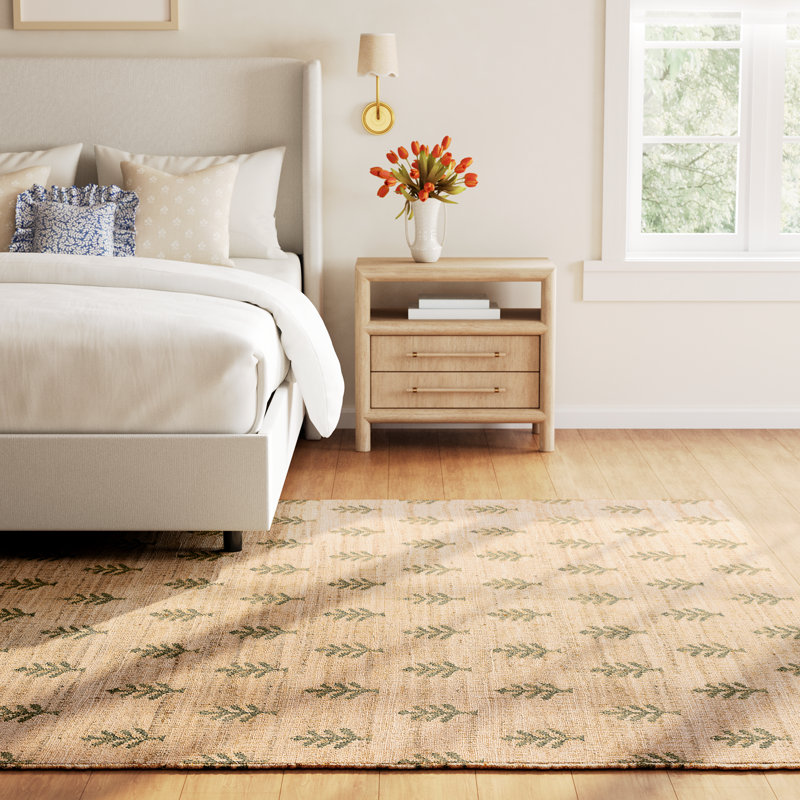 Adoria Verdure Natural Hand Woven Wool and Jute Area Rug, Rectangle 9' x 12'