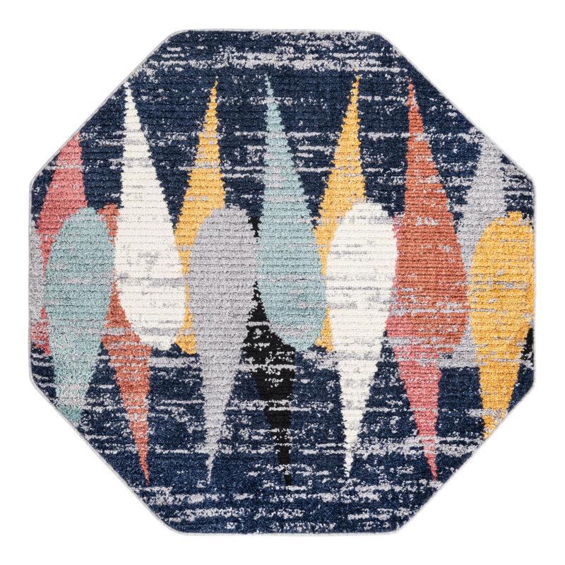 Fidelia Abstract Indoor Rug, Octagon 5'3" x 5'3"