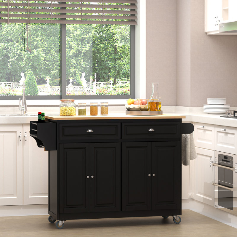 Bundrage Solid Wood Kitchen Cart, Black