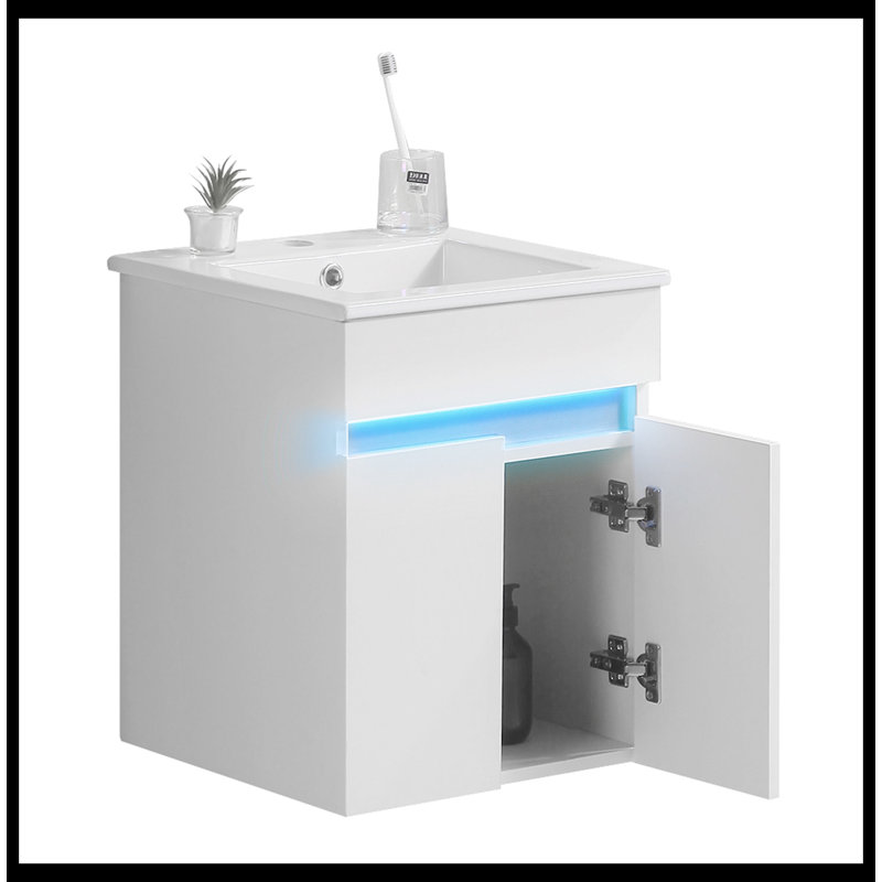 Ensemble de meuble-lavabo simple 16 po avec plateau en céramique Khadim