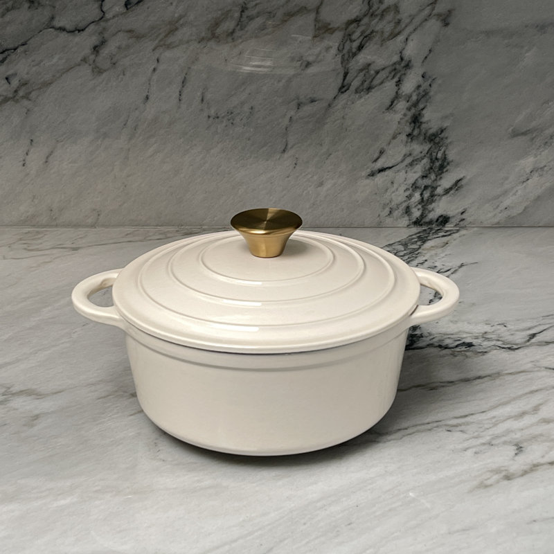 Cream Enameled Cast Iron 2.8 Qt. Dutch Oven with Lid