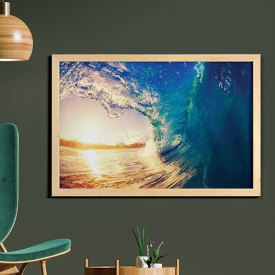Ambesonne Ocean Wall Art With Frame, Ocean Wave At Sunrise Reflection On Surface Tropical Trees Shoreline Summer Picture, Printed Fabric Poster For Ba -  East Urban Home, B3E4DF67837C4E6F8CF658C78FD0DB30
