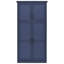 Armoire de rangement autoportante bleue avec 4 portes, 2 tablettes de porte intégrées et 3 tablettes réglables pour une salle à manger profonde de 17,6 pouces et 8 plateaux coulissants d'épicerie