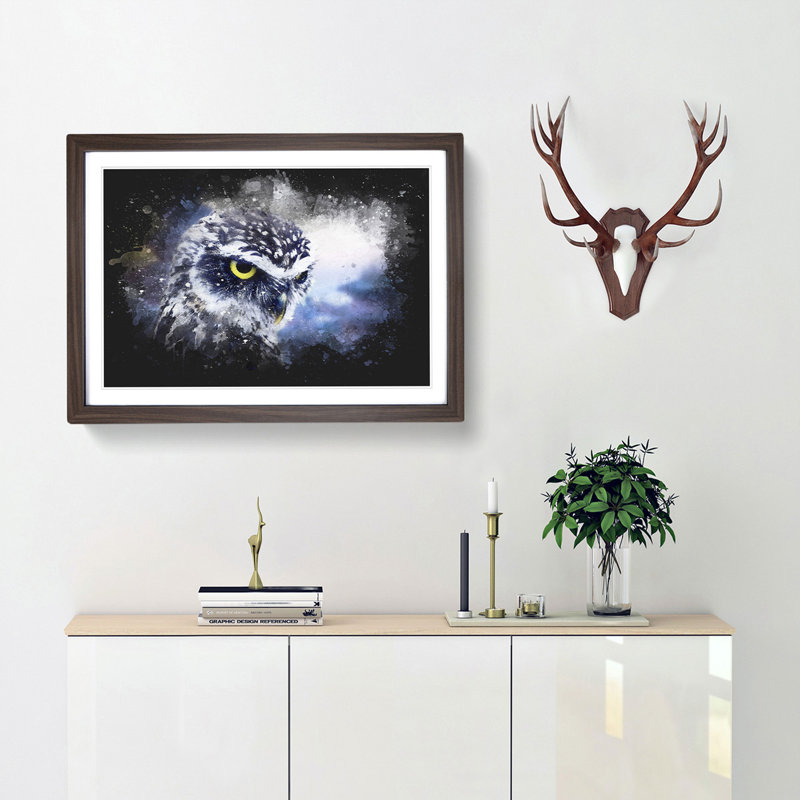 Owl in Nepal - Picture Frame Graphic Art Print, Walnut Framed, 62cm H x 87cm W x 2cm D