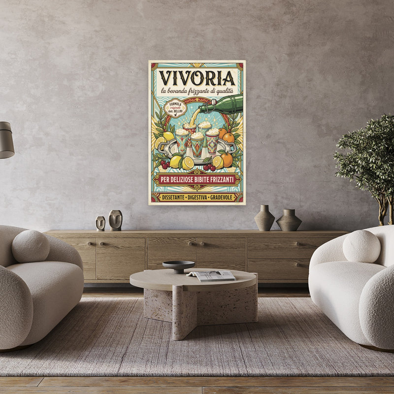 «Vintage Italian Drink Classic Elegant Retro Cherry Fruit Summer», reproduction d'art murale, 48" H x 32" W