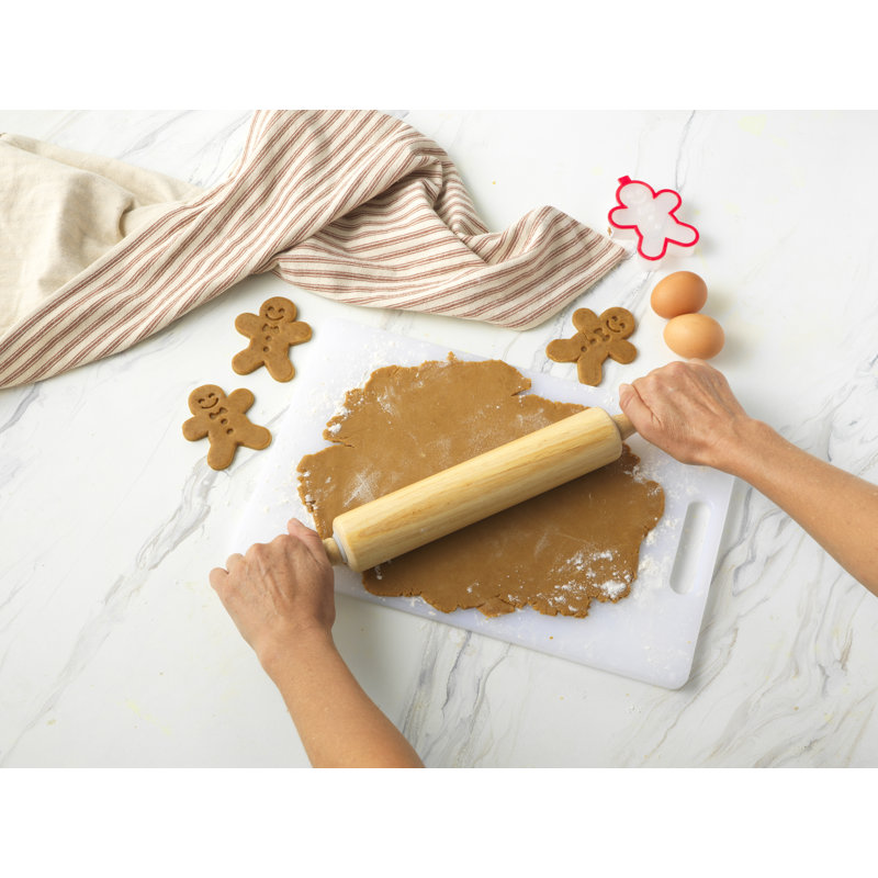 Natural Wood Rolling Pin with Contoured Handles