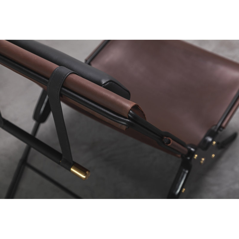Perfidia Leather Lounge Chair, Brown Red Genuine Leather