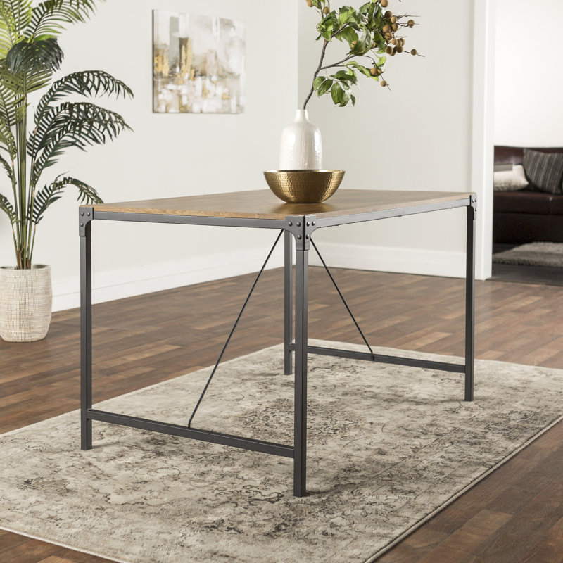 Clovis Metal Base Dining Table, Barnwood