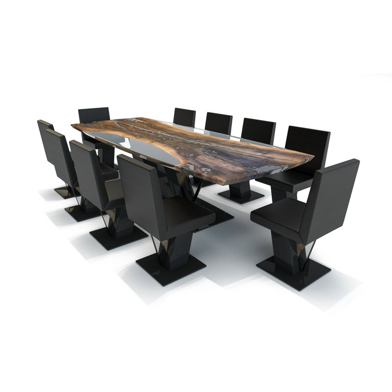 Evandros Walnut Wood Dining Table, 29.5"H x 108.3"L x 48"W