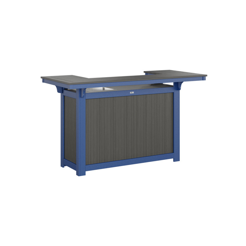 Outdoor Rectangle Bar Table, Pacific Blue, Coastal Gray