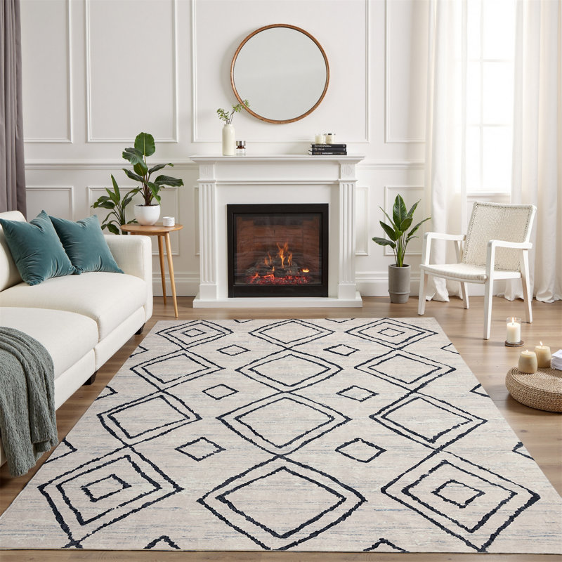 Rectangle Polyester Machine Woven Area Rug, Rectangle 5' x 8'