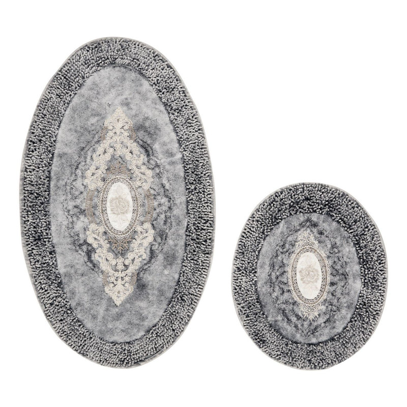 Cotton Non-Slip Bath Mat, Gray