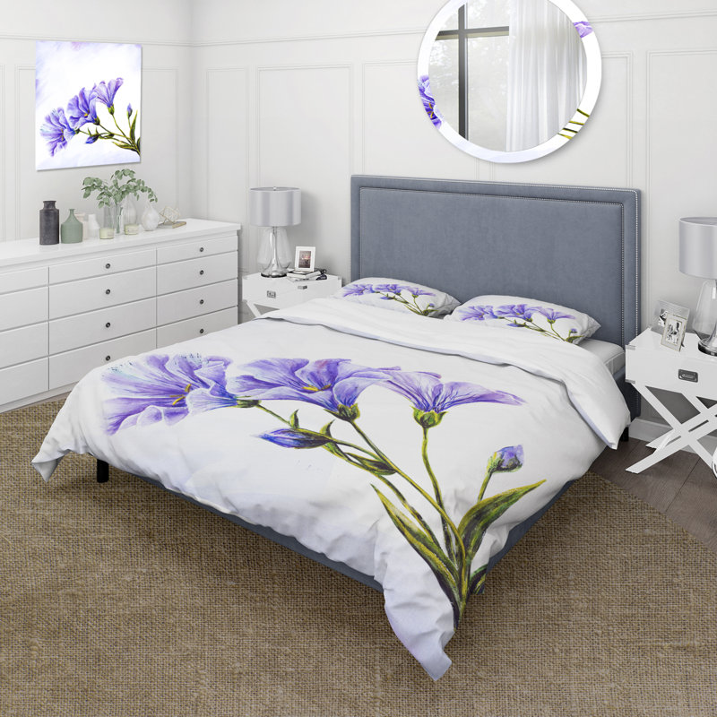 Blue Wildflowers - Ensemble de housse de couette traditionnel - Microfibre de polyester