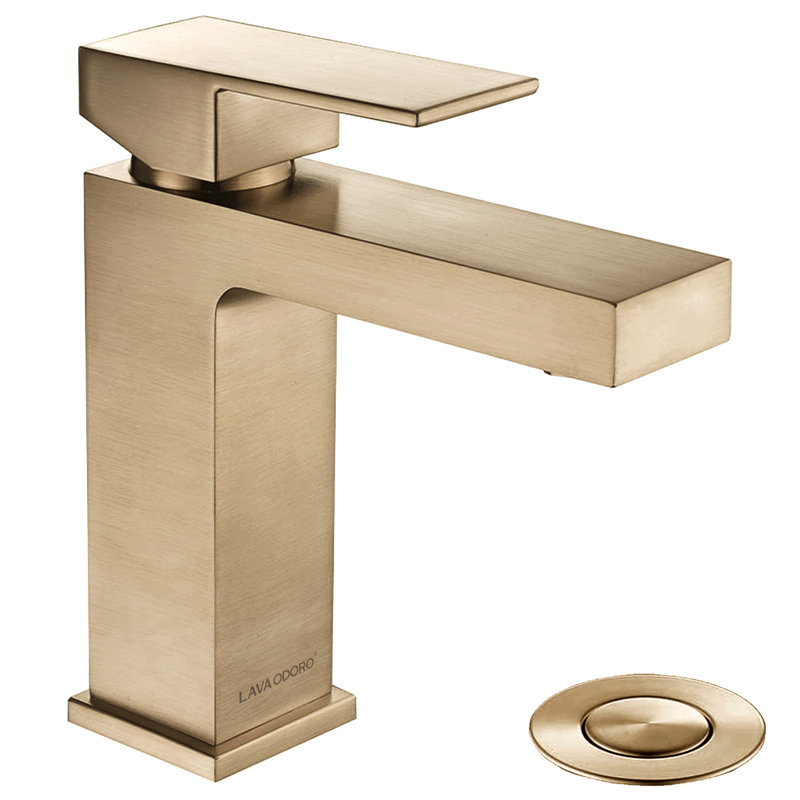 Single-handle Bathroom Faucet with Drain Assembly, Champagne Bronze