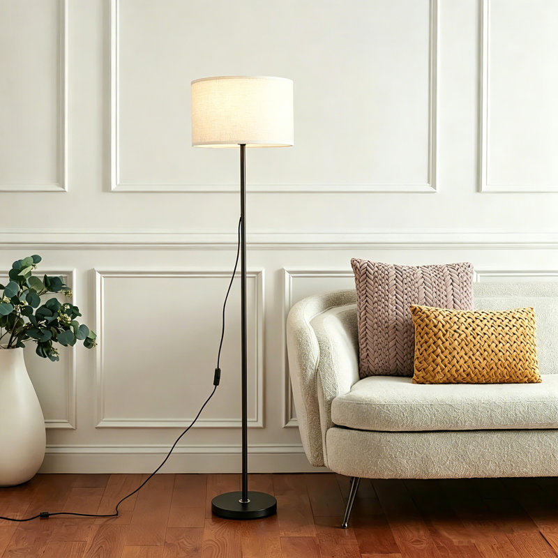 Lampe sur pied en tissu noir, lampe sur pied simple et moderne E26