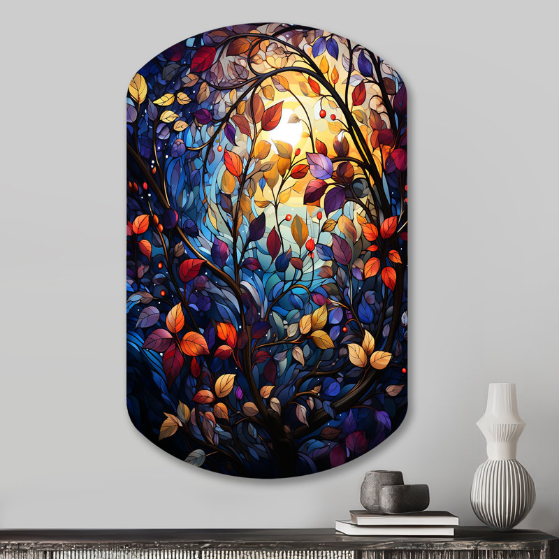 Multicolore Vibrant Vines III - Botanicals, impression murale asymétrique, décoration murale moderne en métal Freeform
