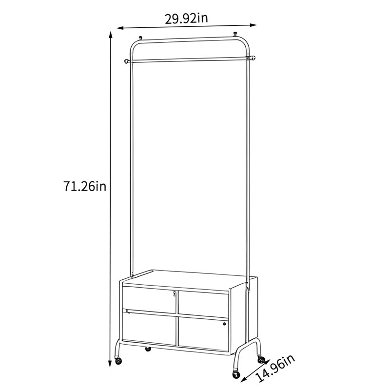 360° Mobile Coat Rack Large Dustproof Cabinet