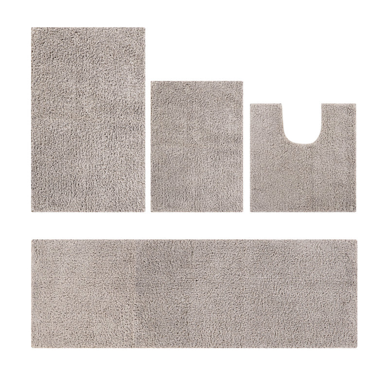 Ensemble de tapis de salle de bain 4 pièces Annaise, Beige, Ensemble de 4 pièces (17 po x 24 po | 20 po x 20