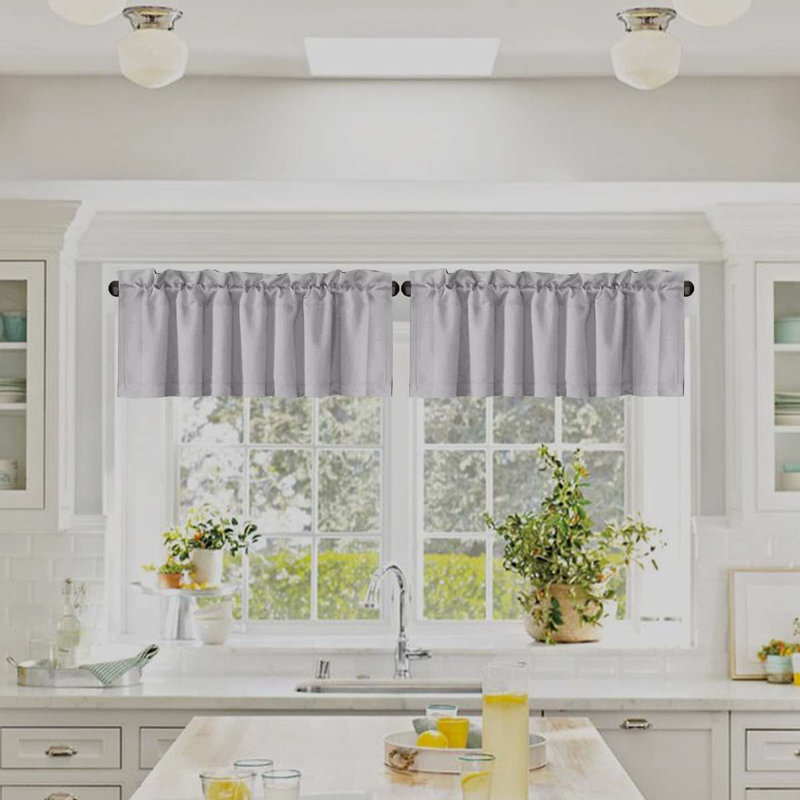 2 Panels Blackout Curtain Valances for Kitchen Windows/Bathroom/Living Room/Bedroom Privacy Decorative Rod Pocket Short Window Valance Curtains