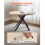 Ensemble de table de salle à manger 5 pièces, table de cuisine ronde peu encombrante avec 4 chaises rembourrées orange, coussins en similicuir, bureau moderne en ton de bois avec patins réglables pour la salle à manger, petits espaces