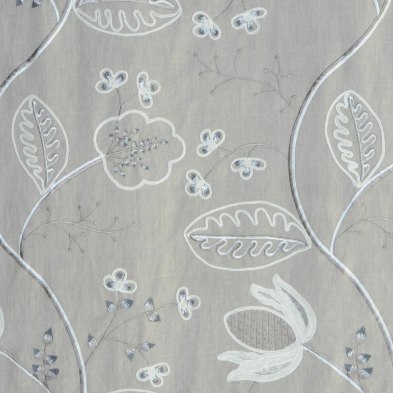 Luxe Floral Fabric, Gray/White