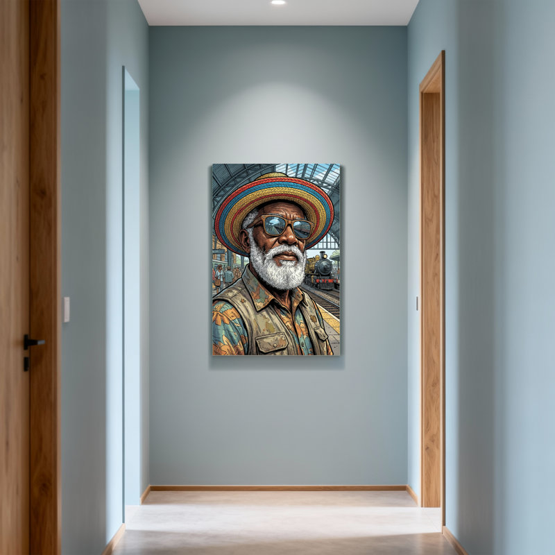 Mode, chapeau coloré, homme barbu, train, fond, H 36 po x l 24 po
