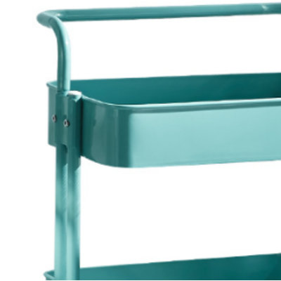 Kitchen floor-standing mobile storage rack with smooth-sliding casters, multi-layered compartments for quick and easy organization of clutter.