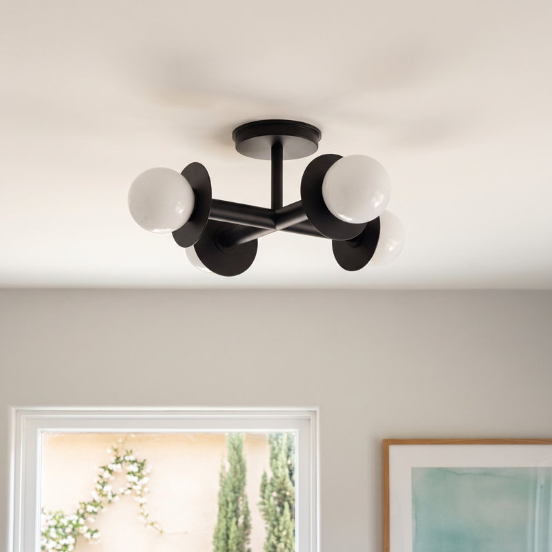 Allegra Glass Semi Flush Mount, Midnight Black