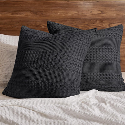 PHF Waffle Weave Pillow Covers , 2 Pack 100% Cotton Square Pillow Shell for Bedding Decor, No Insert