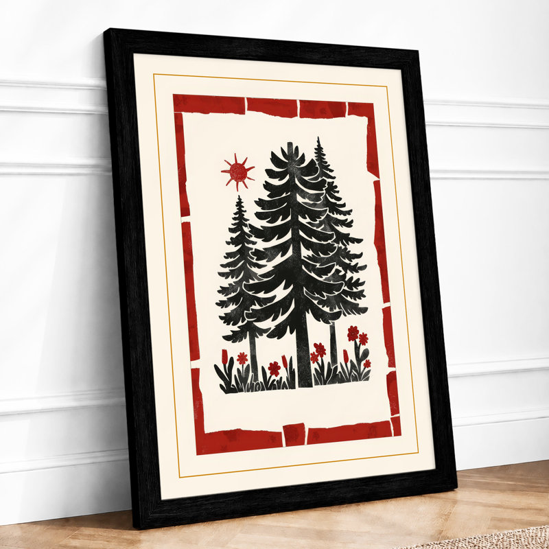 Yuletide Tree Geometric - Print, Black, A4 - 29.7 x 21.0 cm