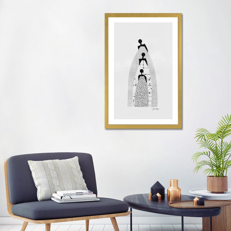 « Générations » par Lou Lou, reproduction d’art studio-impression, Blanc, H 32 po x l 24 po x P 1 po, Papier doré