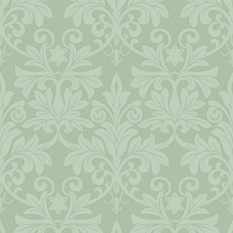 Rococo Relief - Misty Green Wallpaper, Paper