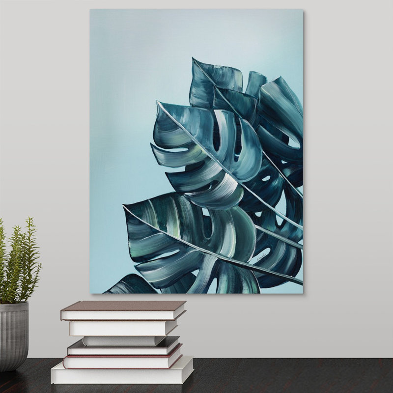« tropical palms vi », peinture sur toile, Toile tendue, H 16 po x l 12 po x p 1,25 po
