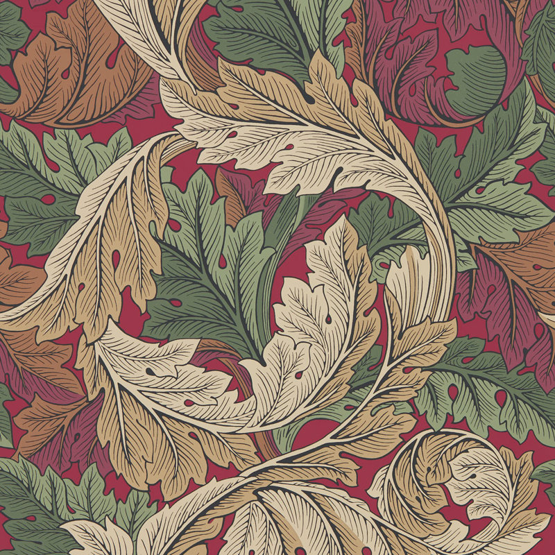 Acanthus 10.05m x 68.6cm Matte Wallpaper Roll, Red