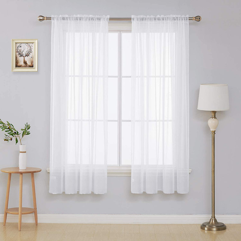 Rideaux en voile avec passe-tringle, L 52 po x L 72 po, gris